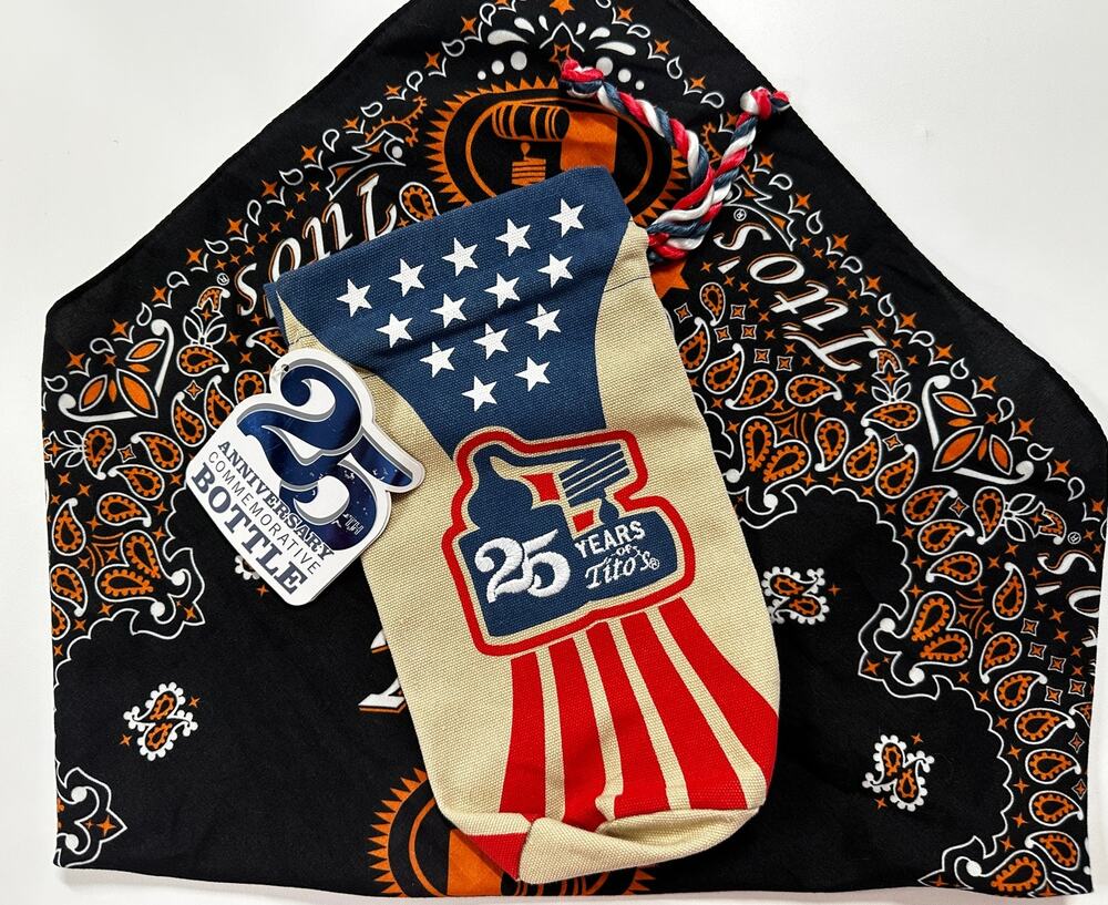 Titos Vodka 25th Anniversary Embroidered Canvas Drawstring Bag American Flag